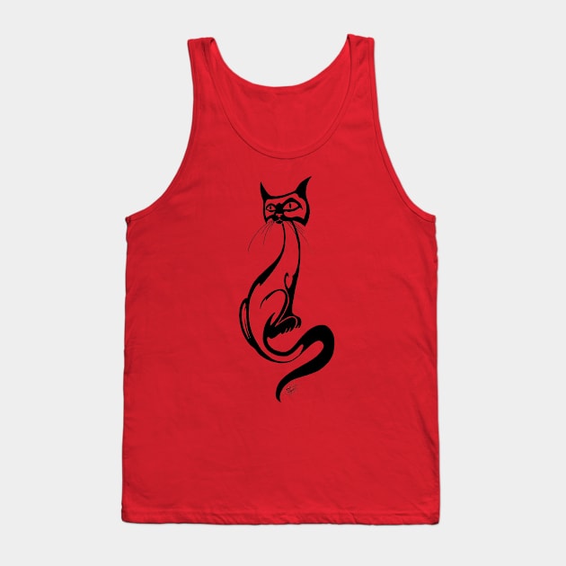 Tribal Siamese Cat Tank Top by tigressdragon